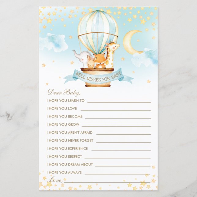 Animais de Balões de Ar Quente Bem Desejam Cartões (Frente)