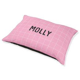 Animais De Estimação Cama Personalizada Geométrica Rosa com Nome para A