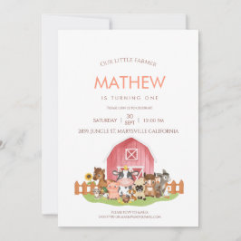 Animais de exploração Barnyard 1rua Convite para s