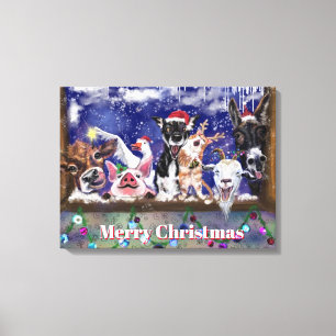Animais de Fazenda Natal Canvas Divertido
