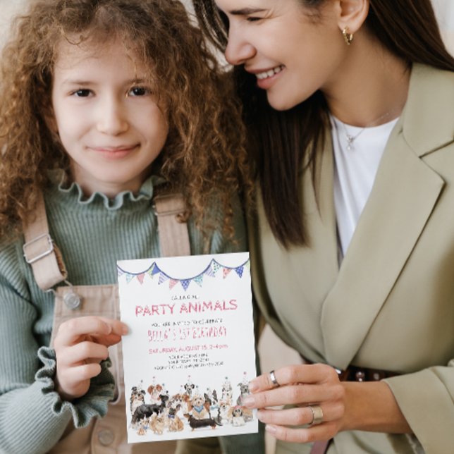 Animais de festa Convite de aniversário de cachorr (Paw-ty Time! Celebrating Your Puppy's 1st Birthday!)