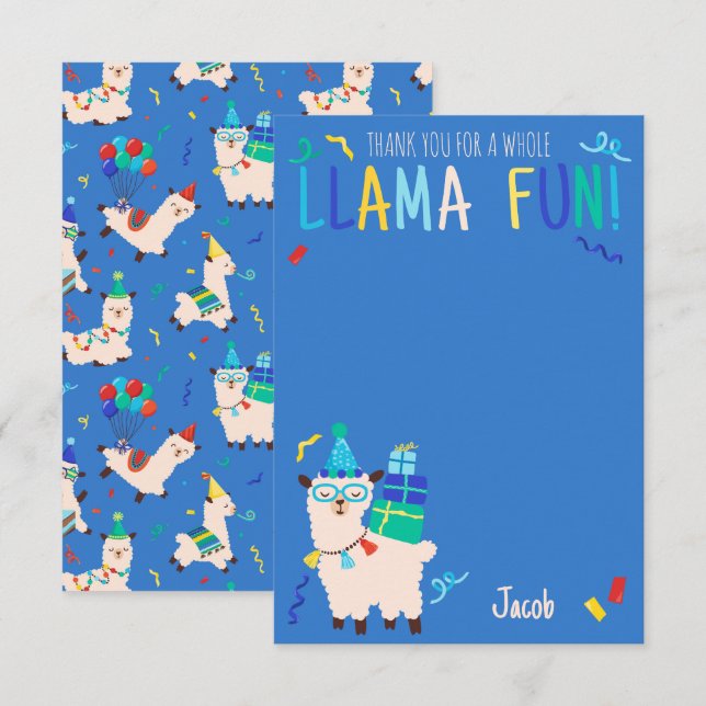 Animais de Festa de Agradecimento Llama Aniversári (Frente/Verso)