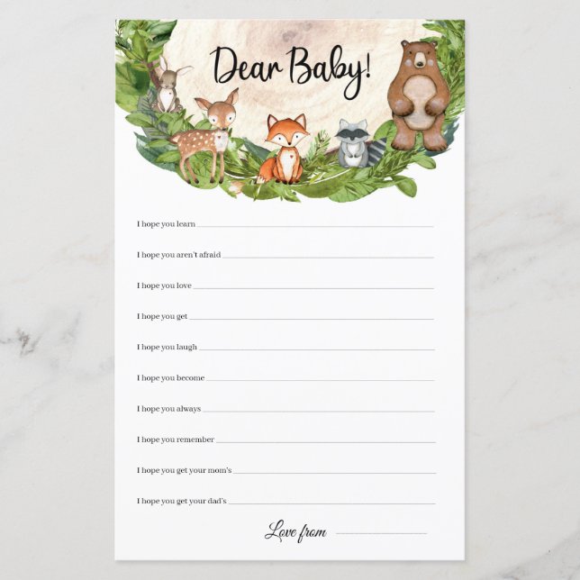 Animais de floresta fatia de madeira Desejo Querid (Frente)