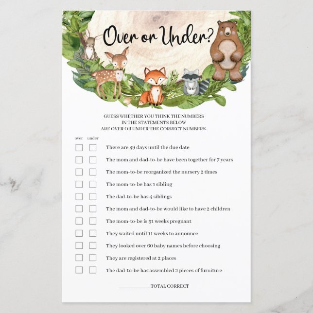 Animais de floresta fatia em madeira sobre ou sob  (Frente)