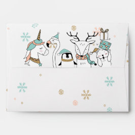 Animais de inverno e flocos de neve