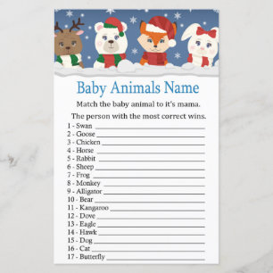 Animais de inverno Nome Animais de Bebê chá de fra