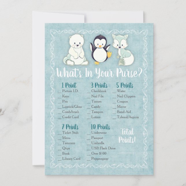 Animais de inverno O que há no seu jogo de Chá (Frente)