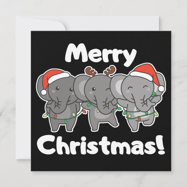 Animais de Natal Elefantes Alegres Convite (Frente)
