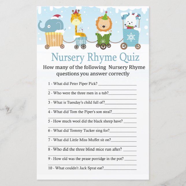 Animais de Natal treinam Nursery Rhyme Quiz (Frente)