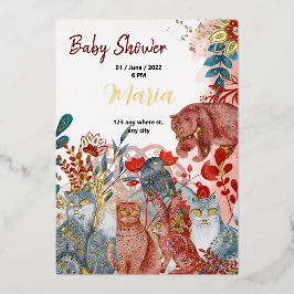 Animais de neve raposas flores para folhas de ouro