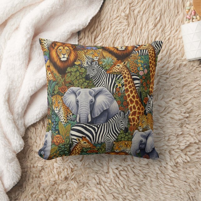 ANIMAIS DE SAFÁRI AFRICANO Almofada de Arremesso (Cobertor)
