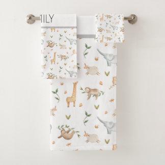 Animais de safari bonitos, toalha de banho