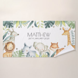 Animais de safari coloridos, toalha personalizada