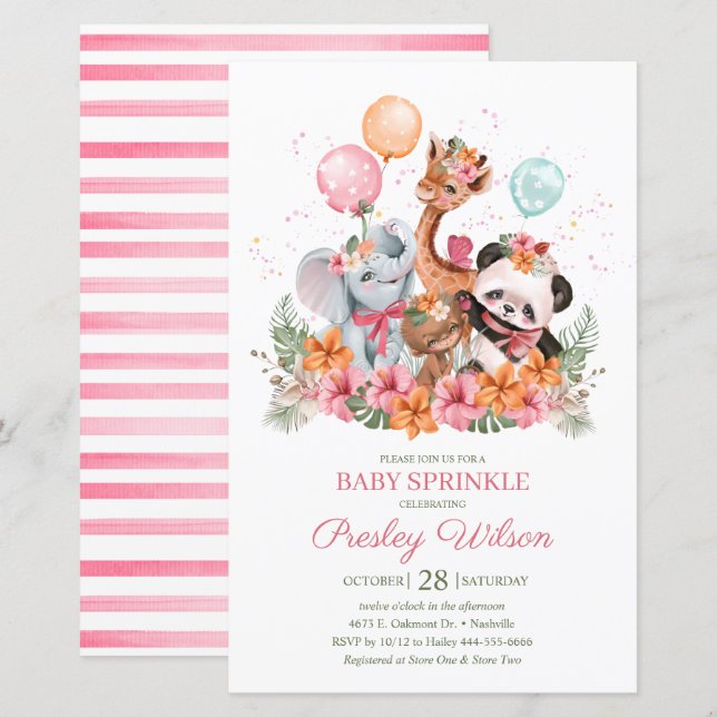 Animais de Safari para Baby Shower com Orçamento C (Frente/Verso)