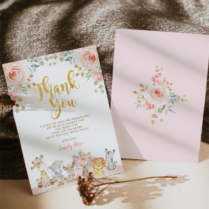 Animais de Safari Rosa Selvagens de Um Cartões de