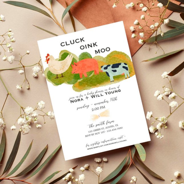 Animais do Barnyard - Convite ao Chá de fraldas -  (Criador carregado)