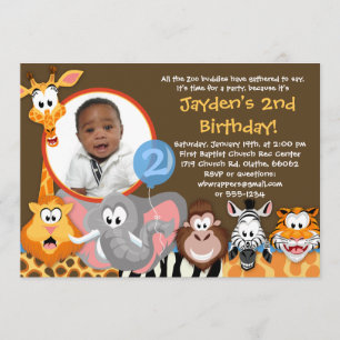 Animais do Jardim Zoológico - Convite de Aniversár