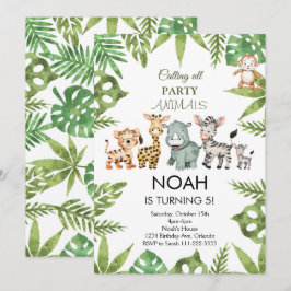 Animais do Partido Safari Jungle Convite de Aniver