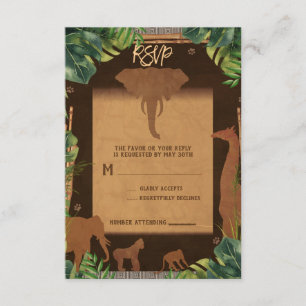 Animais do Safari da Selva Marrom Casamento RSVP