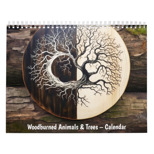 Animais e Árvores com Pyrografia – Calendário 2027 (Capa)