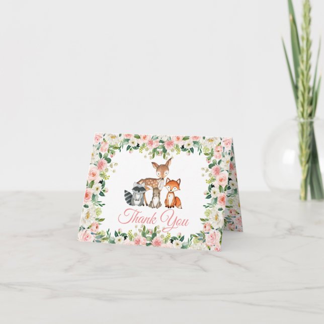 Animais e Cartões de agradecimentos de Chá de fral (Frente)