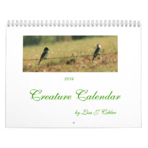 Animais e pássaros do calendário 2014 da criatur