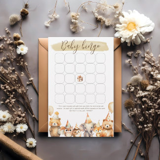 Animais em Aquarela Jogo de bingo para chá de bebê