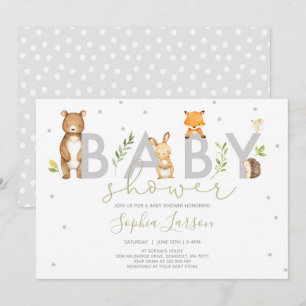 Animais Florestais de Convite para Chás de fraldas