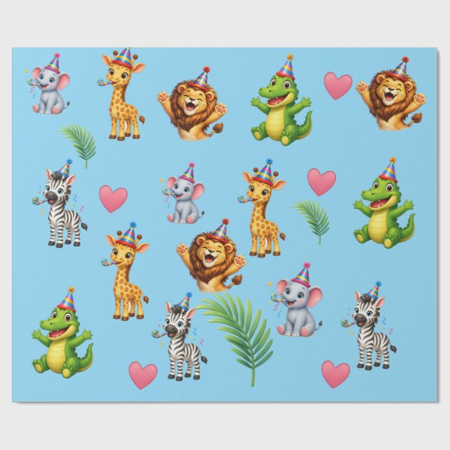 Animais Fofos da Savana Papel de Presente de Anive (Aberto)