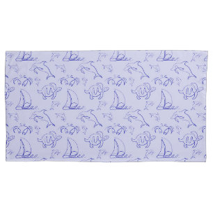 Animais marinhos e padrão de desenho de uma linha