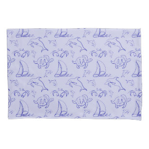 Animais marinhos e padrão de desenho de uma linha