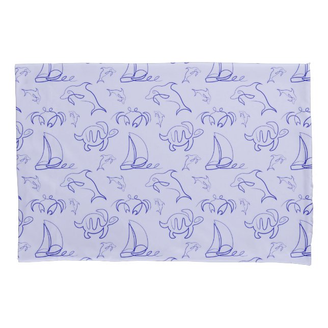 Animais marinhos e padrão de desenho de uma linha  (Frente-Esquerda)