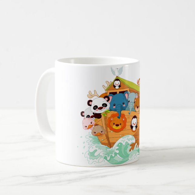 Animais Na Caneca De Arte Do Noah (Frente Esquerda)