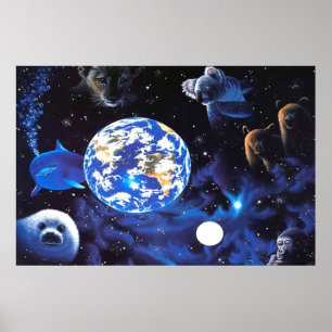 Animais no poster espacial