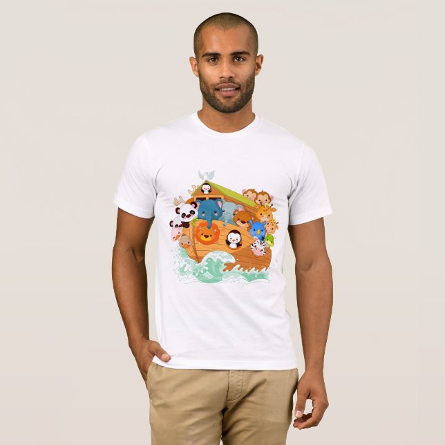 Animais no t-shirt dos homens da arte de Noahs (Frente Completa)