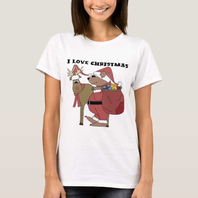 Animais que adoro Camisetas de Natal e presentes (Frente)