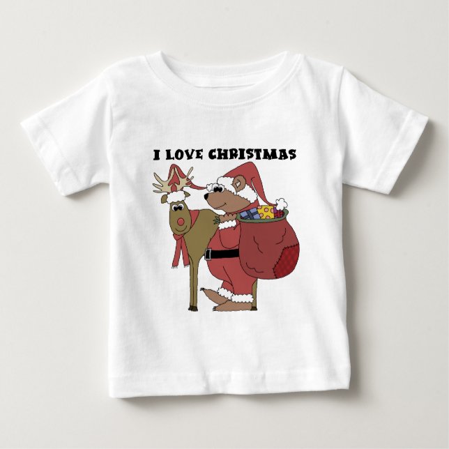 Animais que adoro Camisetas de Natal e presentes (Frente)