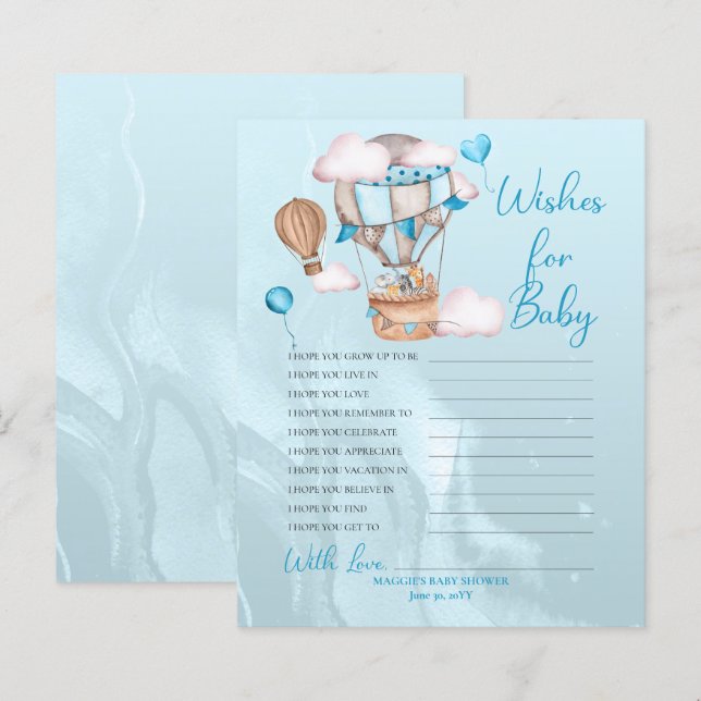 Animais Safari Balões Desejam Jogo de Bebê (Frente/Verso)