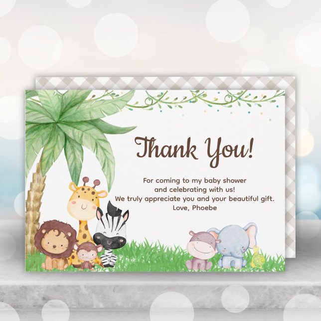 Animais Safari Chá de fraldas Obrigado Cartões (Safari Animals Baby Shower Thank You Cards)