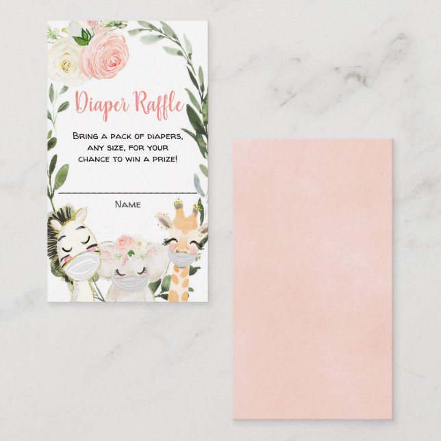 Animais Safari com máscaras cartões de rifa de fra (Frente/Verso)