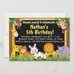Animais Safari Convite de aniversário para animai