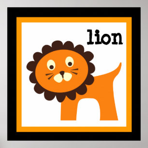 Animais Safari Cute Lion Safari Crianças Poster
