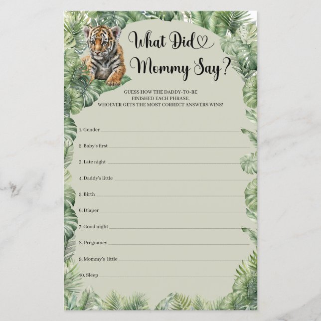 Animais Safari Selvagens Que As Mamães Dizem jogo (Frente)