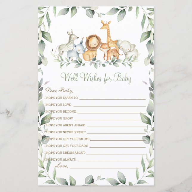 Animais Selvagens Bem Desejam Jogo de Chá de frald (Frente)