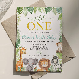 Animais Selvagens Cutes Safari Convite Aniversário