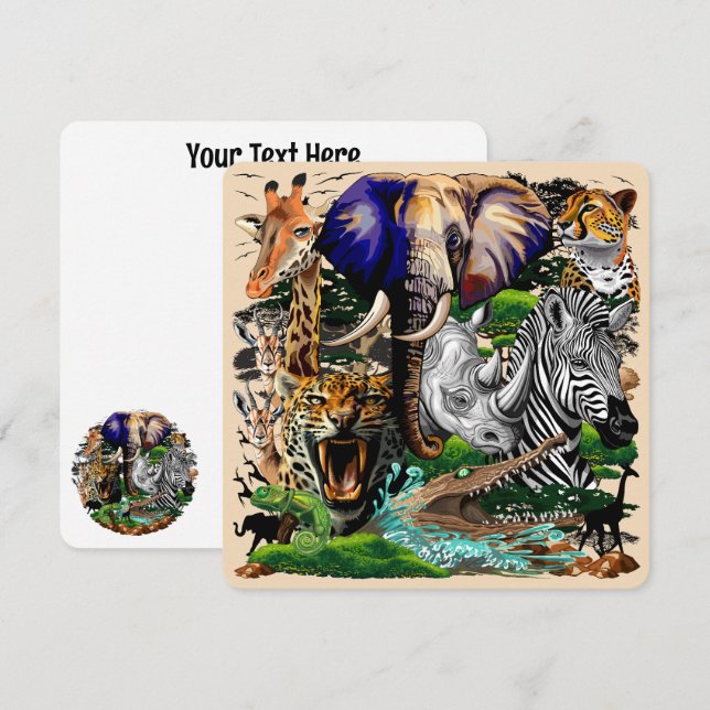 Animais Selvagens da savana africana (Frente/Verso)