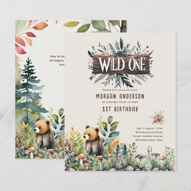 Animais Selvagens De Urso-Bebê (Frente/Verso)