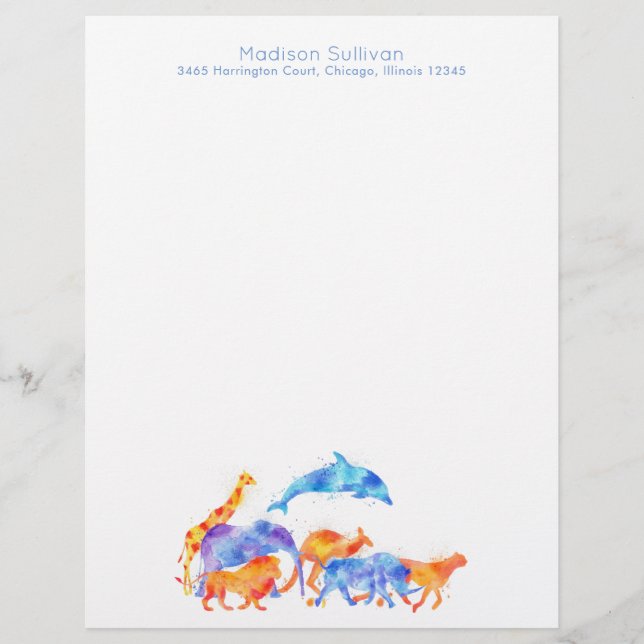 Animais Selvagens em Aquarela Correndo Juntos (Frente)