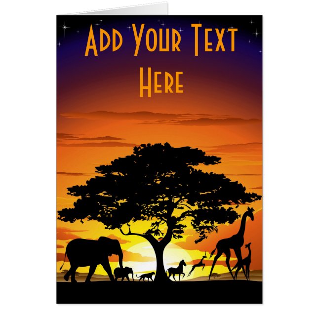 Animais selvagens no cartão do por do sol do (Frente)