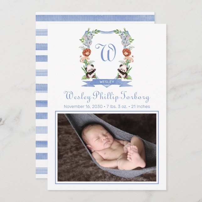 Animais Selvagens Prendem Anúncio de Nascimento (Frente/Verso)